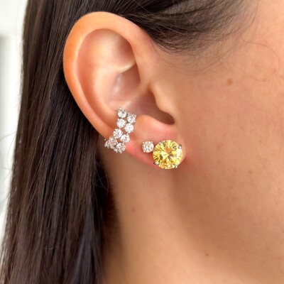 FotoBrinco redondo zircônia fancy yellow prata 925 (10mm)