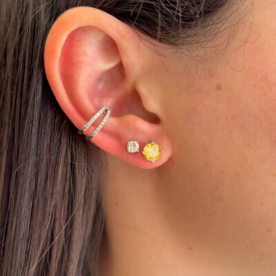 FotoBrinco redondo zircônia fancy yellow ródio branco (6mm)