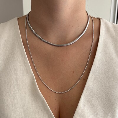 FotoColar malha laminada ródio branco (4mm)