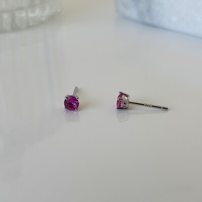 FotoBrinco redondo zircônia turmalina pink prata 925 (4mm)