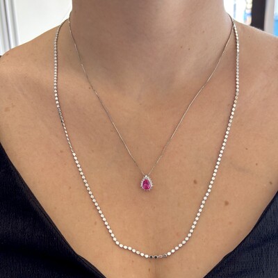 FotoColar Fran gota zircônia turmalina pink ródio branco