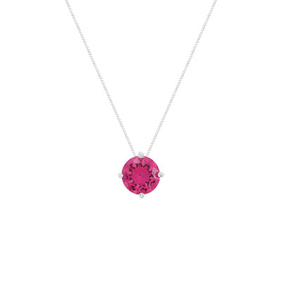 Foto Colar ponto de luz zircônia turmalina pink ródio branco (8mm)