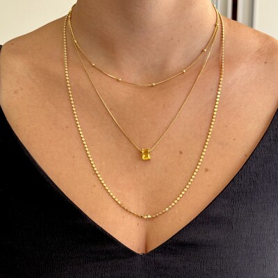 FotoColar Focus retângulo zircônia fancy yellow ouro