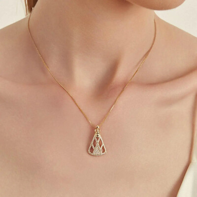 FotoColar pingente vazado Nossa Senhora Aparecida zircônias ouro