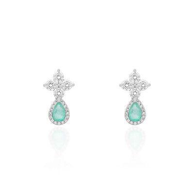 Foto Brinco Lillet esmeralda colombiana fusion ródio branco