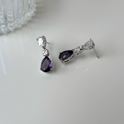 FotoBrinco Alice gotas zircônia tanzanita ródio branco