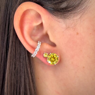 FotoBrinco redondo zircônia fancy yellow ródio branco (10mm)