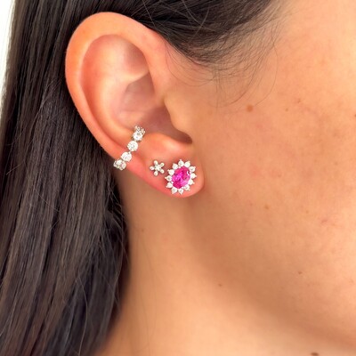 FotoBrinco Winnie oval zircônia turmalina pink ródio branco