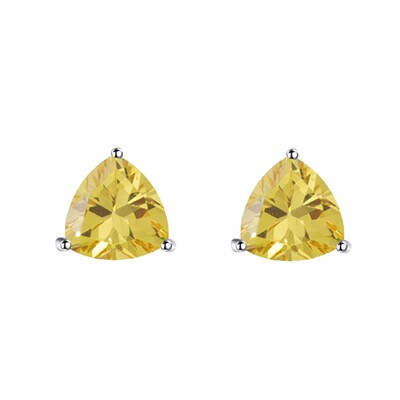 Foto Brinco trillion zircônia fancy yellow prata 925 (8mm)