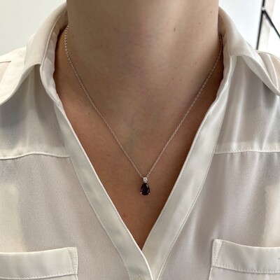 FotoColar Alice gota zircônia tanzanita ródio branco