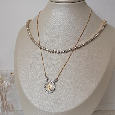 FotoColar medalha Nossa Senhora das Graças cravejado ouro/ródio branco