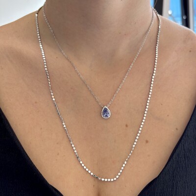 FotoColar Paty gota zircônia tanzanita ródio branco