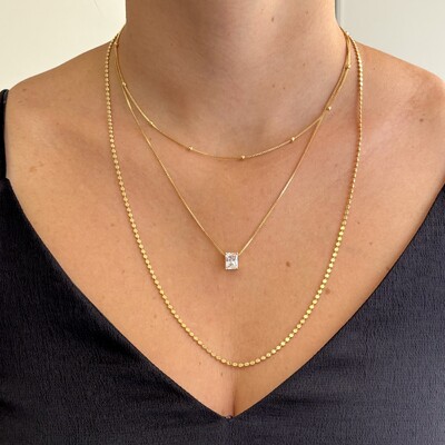 FotoColar Focus retângulo zircônia branca ouro