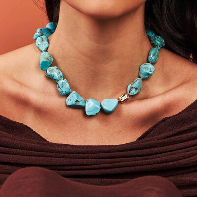 FotoColar howlita turquesa fecho imã ouro