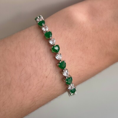 FotoPulseira riviera Love esmeralda fusion ródio branco