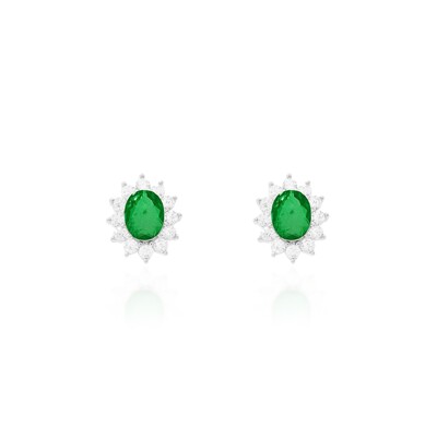 Foto Brinco Carol oval esmeralda fusion ródio branco