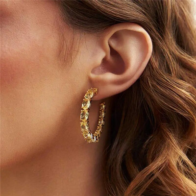 FotoBrinco argola Paris zircônias fancy yellow ouro