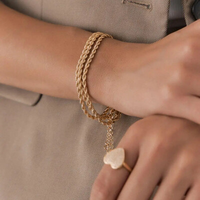 FotoPulseira malha entrelaçada cordão baiano ouro (2mm)