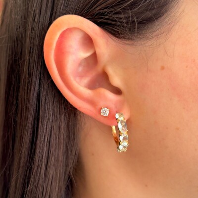 FotoBrinco argola Lana zircônias água marinha ouro