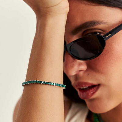 FotoPulseira classic riviera zircônias esmeralda ródio branco