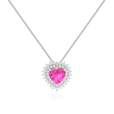 Foto Colar coração cravejado zircônia turmalina pink prata 925