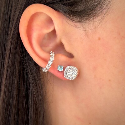 FotoBrinco redondo zircônia água marinha ródio branco (4mm)