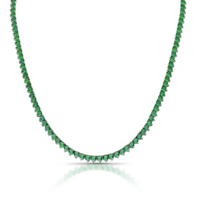 Foto Colar riviera zircônias esmeralda ródio branco (46cm)