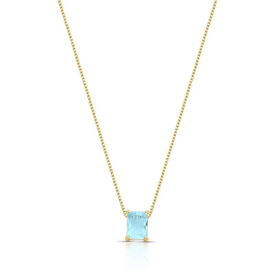 Foto Colar Focus retângulo zircônia água marinha ouro