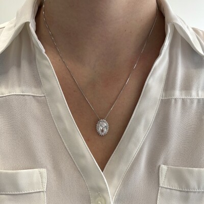 FotoColar oval Brenda zircônia branca ródio branco