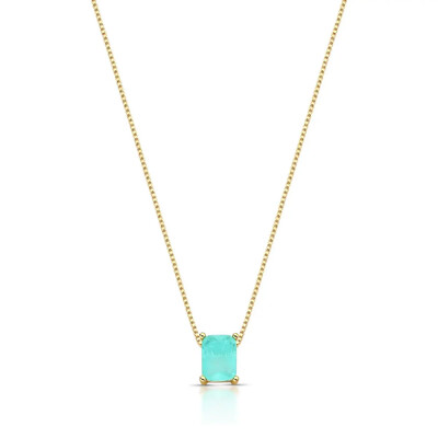 Foto Colar Focus retângulo esmeralda colombiana fusion ouro