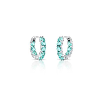 Foto Brinco argola Nina zircônias esmeralda colombiana ródio branco