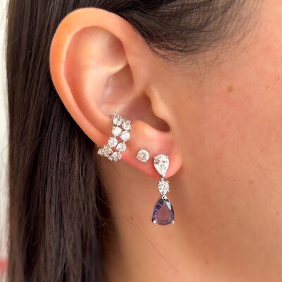 FotoBrinco Alice gotas zircônia tanzanita ródio branco