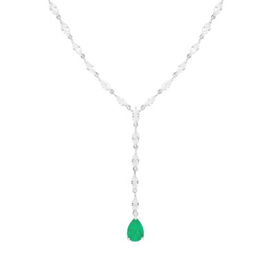 Foto Colar riviera Charlie gravatinha esmeralda fusion ródio branco