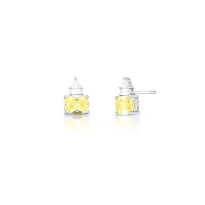 Foto Brinco Tróia zircônia fancy yellow ródio branco