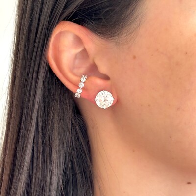 FotoBrinco redondo ponto luz Moissanite 11mm prata 925