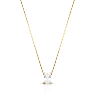 Foto Colar Focus retângulo zircônia branca ouro