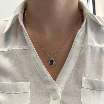 FotoColar oval Brenda zircônia tanzanita ródio branco