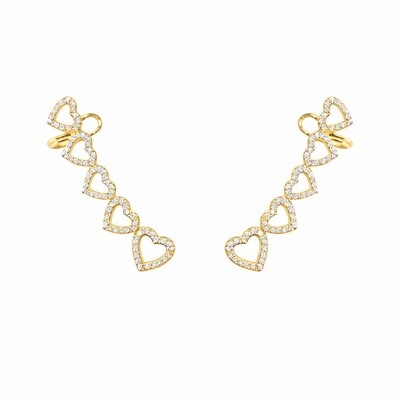 Foto Brinco ear cuff hearts cravejado ouro