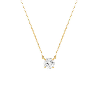 Foto Colar ponto de luz Moissanite 1.0ct prata 925 banho ouro (6.5mm)