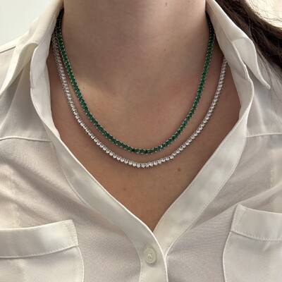 FotoColar riviera zircônias esmeralda ródio branco (46cm)