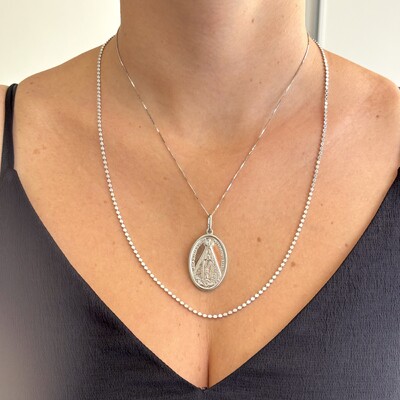 FotoColar medalha Nossa Senhora Aparecida prata 925