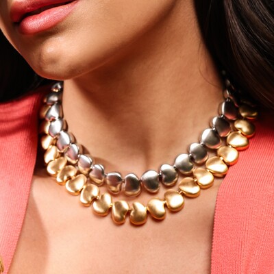 FotoColar Josie elos orgânicos liso ródio branco