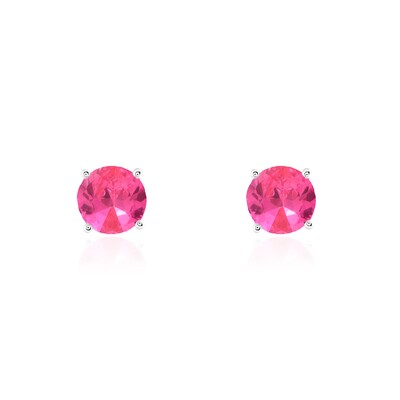 Foto Brinco redondo zircônia turmalina pink ródio branco (10mm)