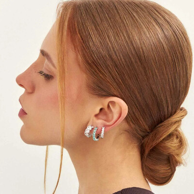 FotoBrinco argola Nina zircônias brancas ródio branco