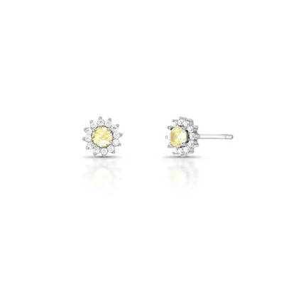 Foto Brinco Molly redondo zircônias fancy yellow ródio branco