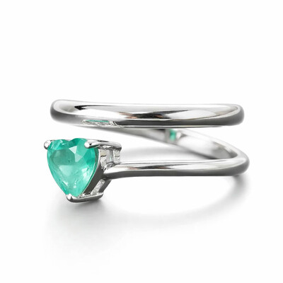 Foto Anel duplo coração esmeralda colombiana prata 925