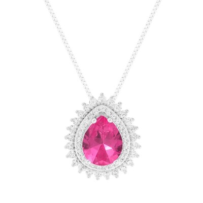Foto Colar gota Holly zircônia turmalina pink prata 925