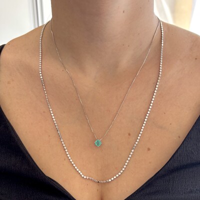 FotoColar ponto de luz esmeralda colombiana fusion ródio branco (6mm)