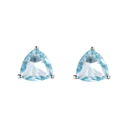 Foto Brinco trillion zircônia água marinha prata 925 (8mm)