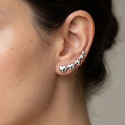 FotoBrinco ear cuff Betsy corações liso ródio branco